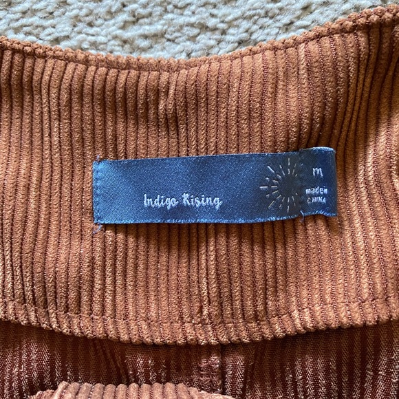 Indigo Rising Brown Corduroy Paper-bag Button Down Split hem Skirt Medium - Picture 4 of 6